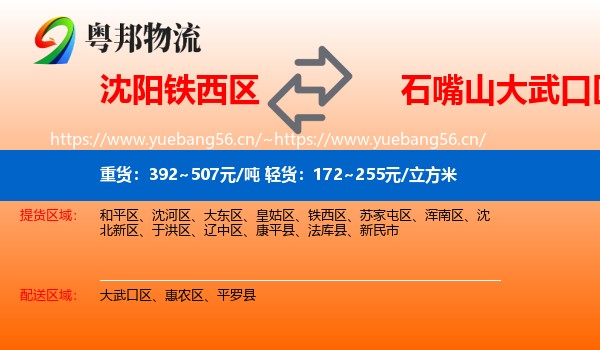 沈阳铁西区到大武口区物流