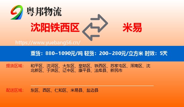 沈阳铁西区到米易县物流专线名片