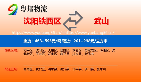 沈阳铁西区到武山县物流