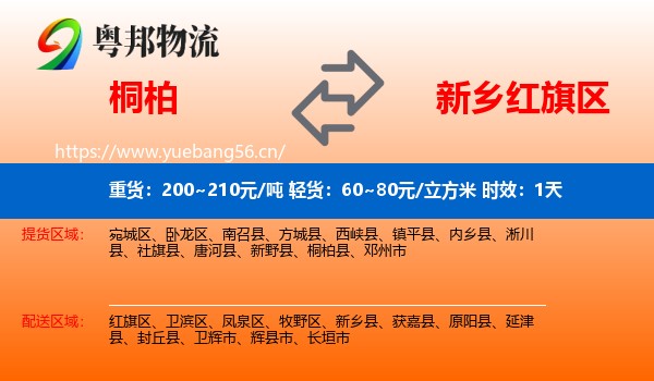 桐柏到红旗区物流专线名片