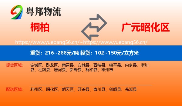 桐柏到昭化区物流