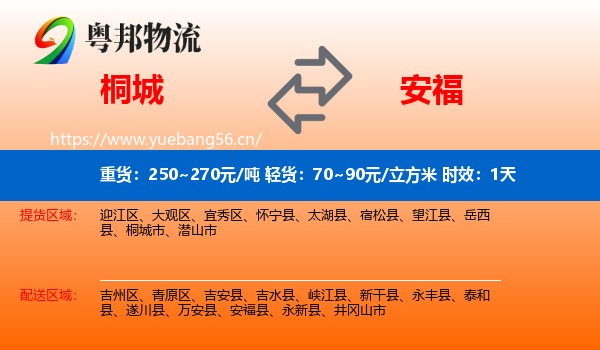 桐城到安福县物流专线名片