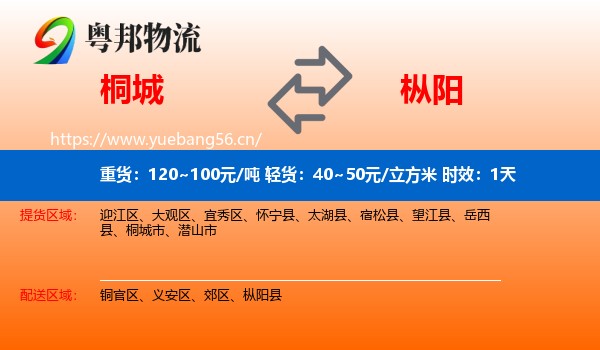 桐城到枞阳县物流专线名片