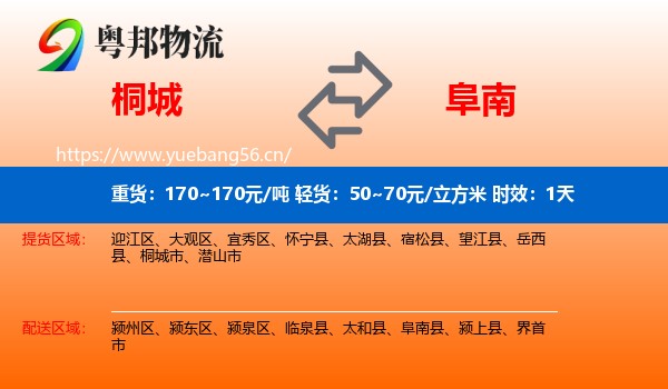 桐城到阜南县物流专线名片