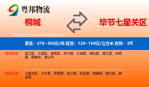 桐城到七星关区物流专线名片