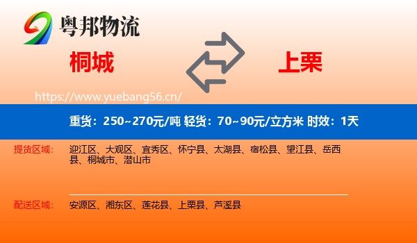 桐城到上栗县物流专线名片