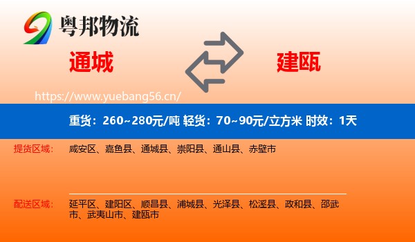 通城到建瓯市物流专线名片