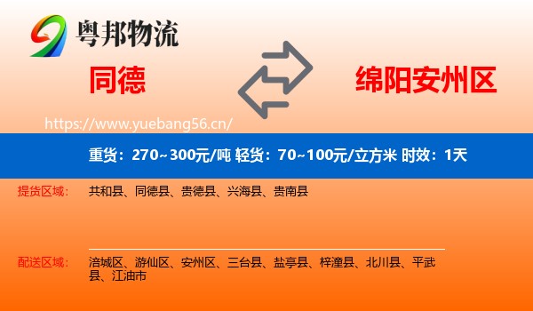 同德到安州区物流专线名片