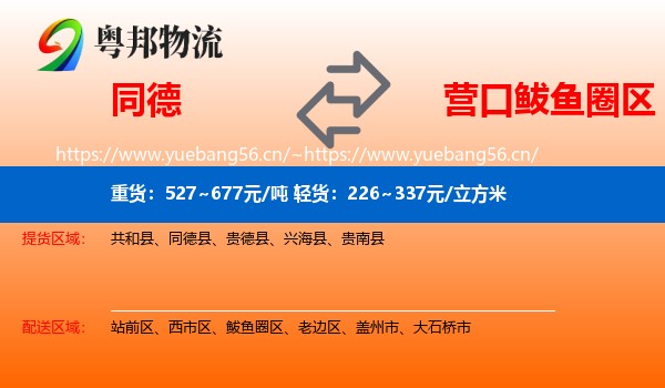 同德县到鲅鱼圈区物流专线