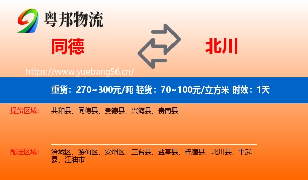同德到北川县物流专线名片