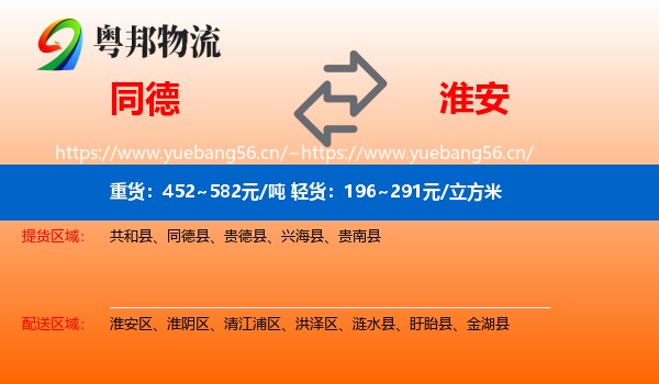 同德县到淮安物流专线