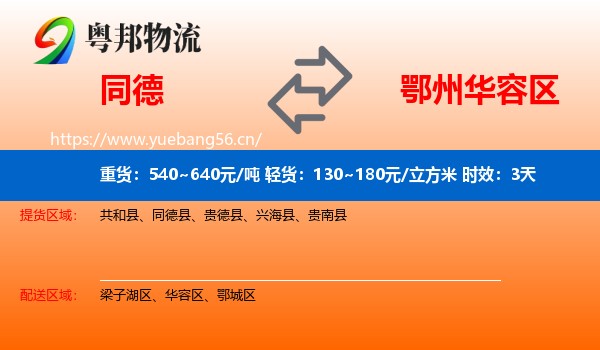 同德到华容区物流专线名片