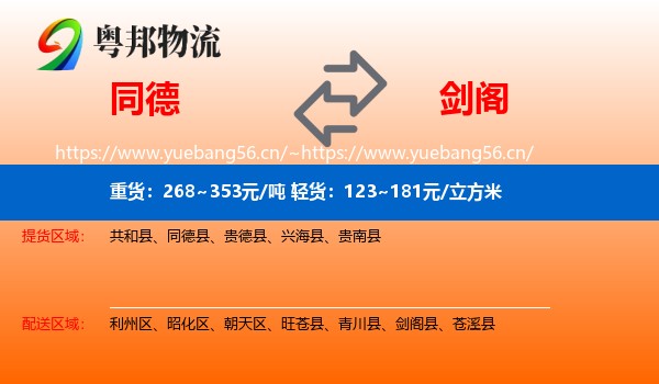 同德到剑阁县物流