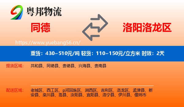 同德到洛龙区物流专线名片