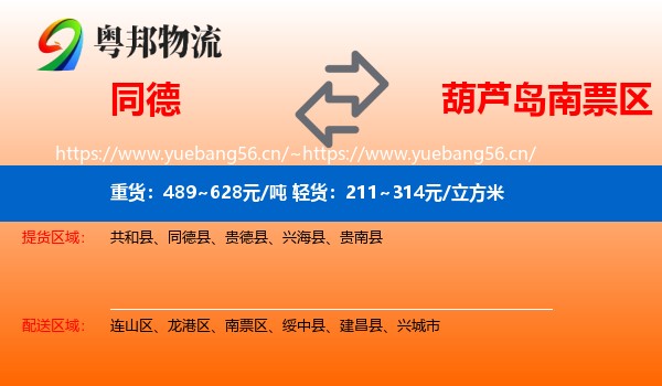 同德县到南票区物流专线