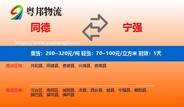 同德到宁强县物流专线名片