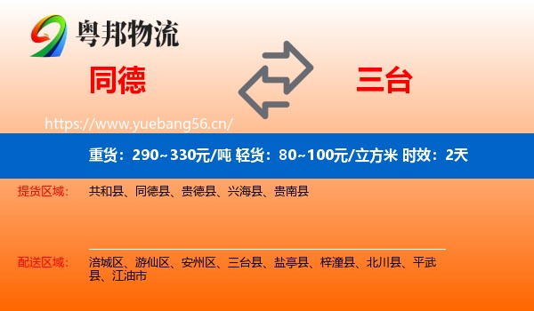 同德到三台县物流专线名片