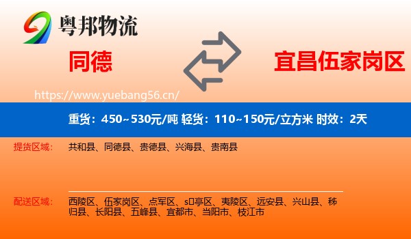 同德到伍家岗区物流专线名片