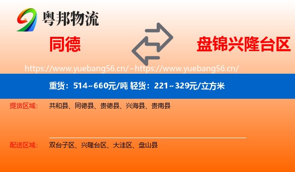 同德县到兴隆台区物流专线