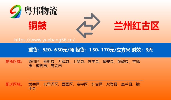 铜鼓到红古区物流专线名片