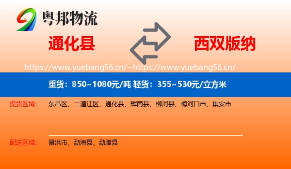 通化县到西双版纳物流