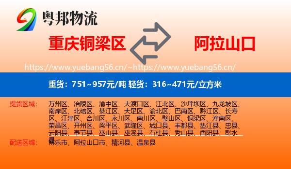 重庆铜梁区到阿拉山口市物流