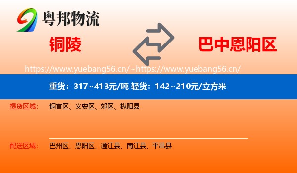 铜陵到恩阳区物流