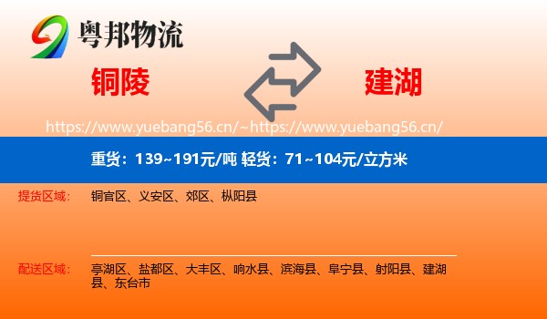 铜陵到建湖县物流