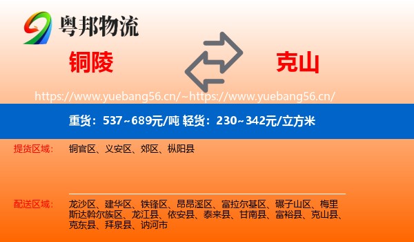 铜陵到克山县物流专线