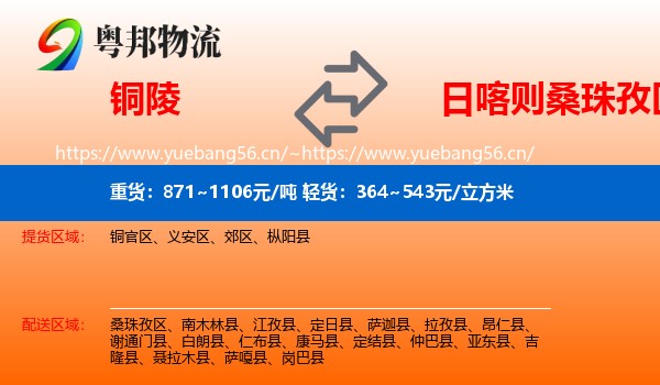 铜陵到桑珠孜区物流