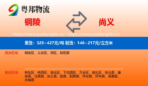铜陵到尚义县物流