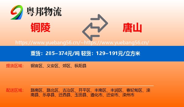 铜陵到唐山物流专线