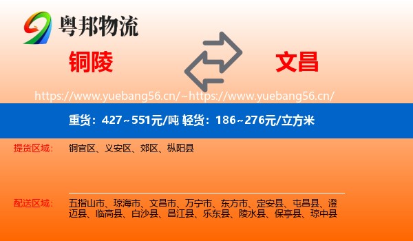 铜陵到文昌市物流