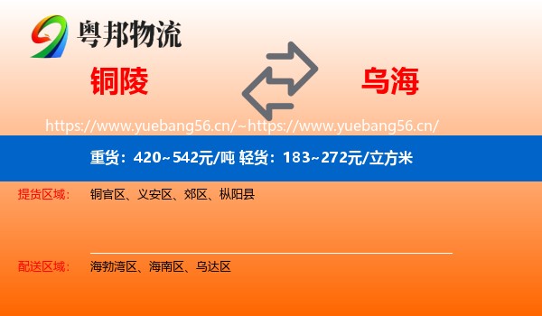铜陵到乌海物流专线
