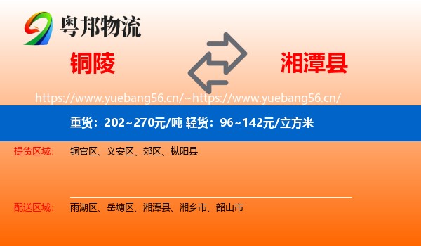 铜陵到湘潭县物流