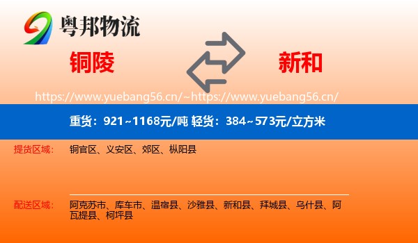 铜陵到新和县物流