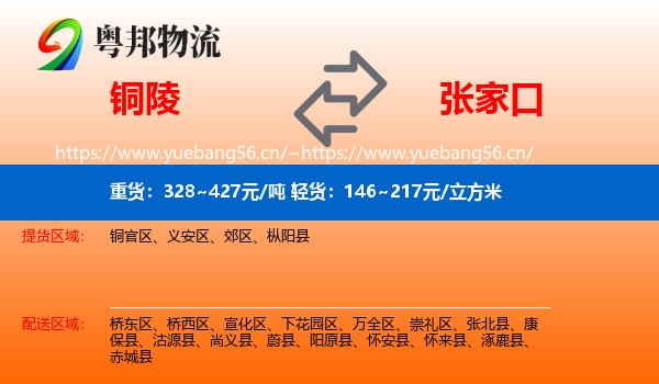 铜陵到张家口物流专线