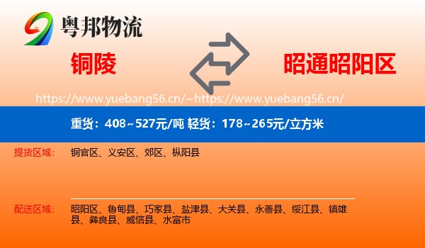 铜陵到昭阳区物流
