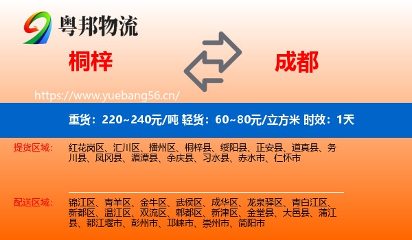 桐梓到成都物流专线名片