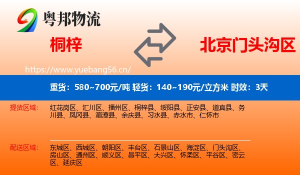 桐梓到门头沟区物流 桐梓到门头沟区物流专线名片