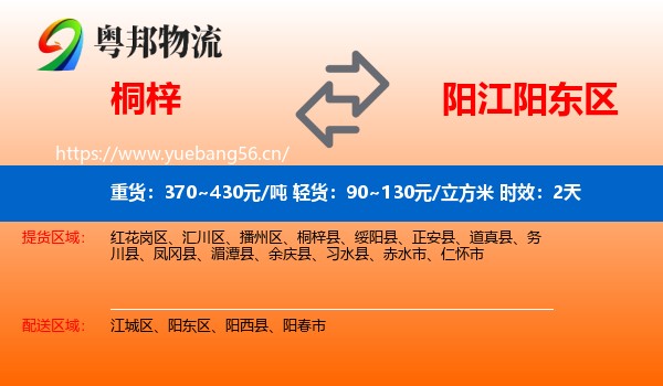 桐梓到阳东区物流 桐梓到阳东区物流专线名片