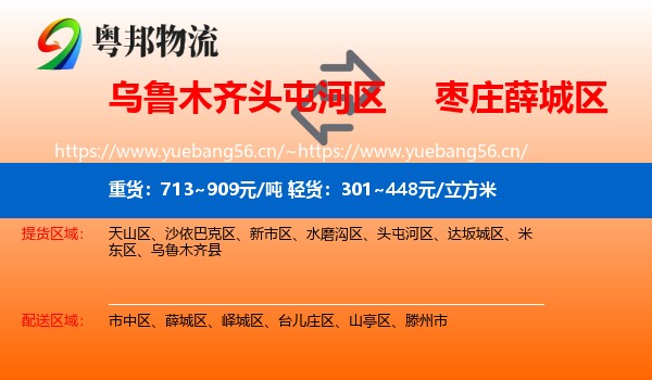 乌鲁木齐头屯河区到薛城区物流
