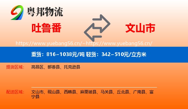 吐鲁番到文山市物流