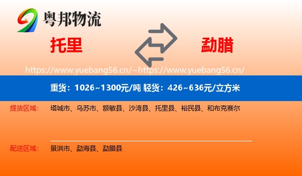 托里到勐腊县物流