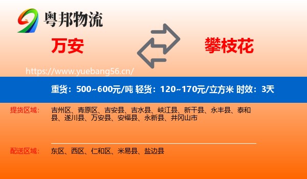 万安到攀枝花物流专线名片