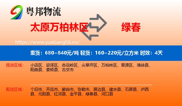 太原万柏林区到绿春县物流专线名片