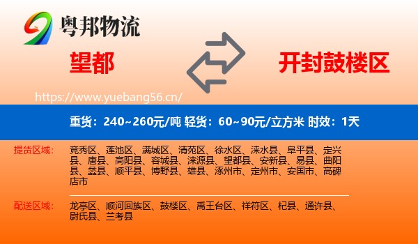 望都到鼓楼区物流专线名片