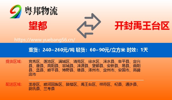 望都到禹王台区物流专线名片