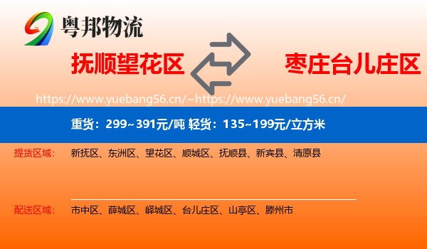抚顺望花区到台儿庄区物流