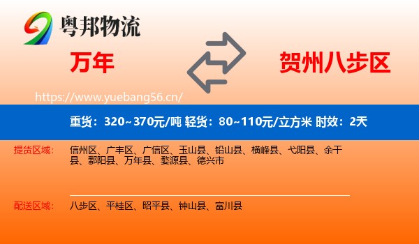 万年到八步区物流专线名片